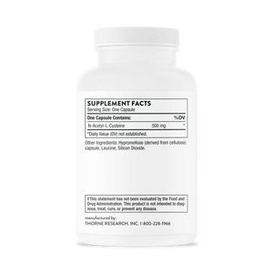 Thorne NAC 500 mg 90 caps supplement facts