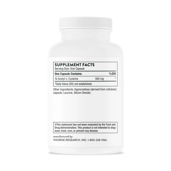 Thorne NAC 500 mg 90 caps supplement facts