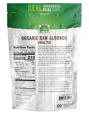 NOW Real Food® - Organic Raw Almonds, Unsalted - 12 oz (340 Grams)