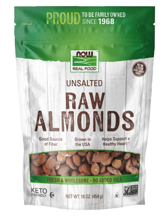 NOW Real Food® - Raw Almonds, Unsalted - 16 oz (454 Grams)