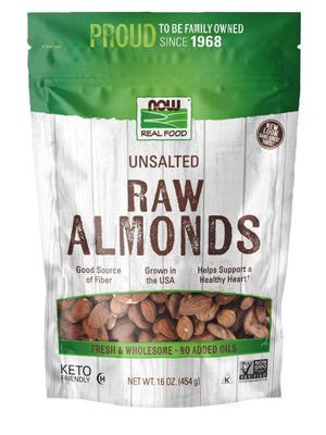 NOW Real Food® - Raw Almonds, Unsalted - 16 oz (454 Grams)