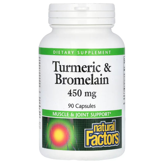 Natural factors Turmeric & Bromelain - Helps support muscle, joint health, digestion, liver function