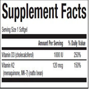 Natural factors Vitamin D3 & K2 - supports healthy bones 