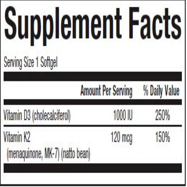 Natural factors Vitamin D3 & K2 - supports healthy bones 