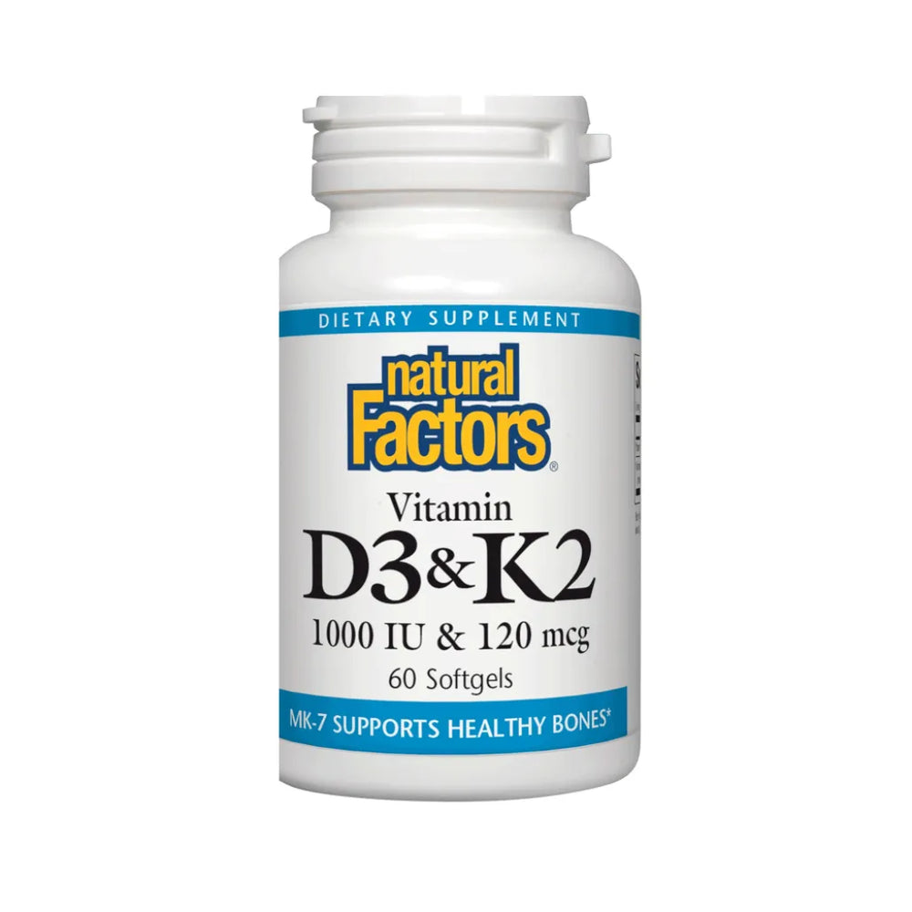 Natural factors Vitamin D3 & K2 - supports healthy bones 