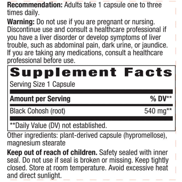 Black Cohosh Root 540 mg Natures way