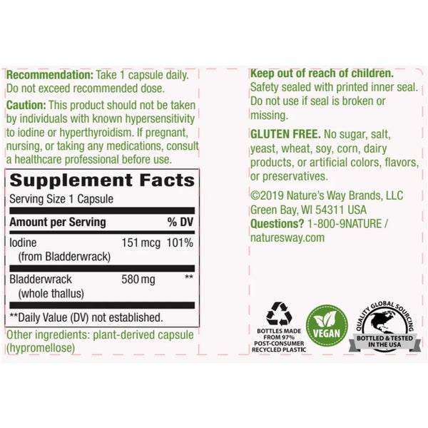 bladderwrack 580 mg 100 veg caps by nature's way