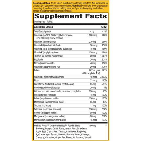 Alive! Adult Ultra Potency Complete Multivitamin - Once Daily Natures way