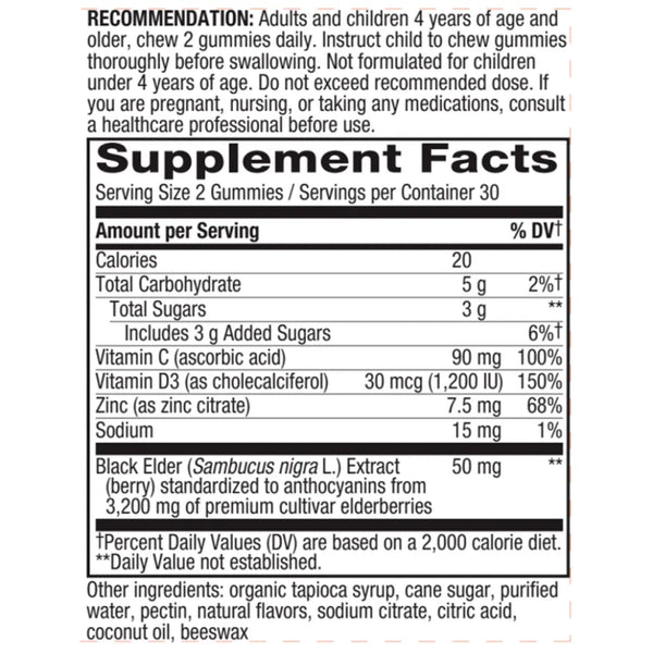 Sambucus Gummies Elderberry Natures way