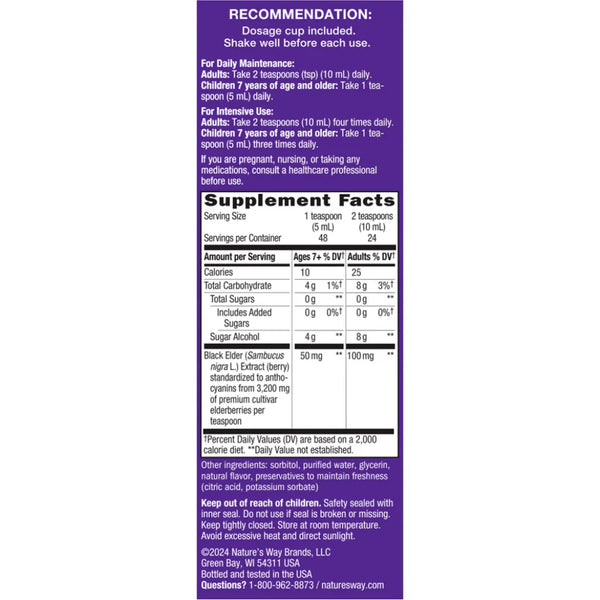 Sambucus Sugar Free Syrup Natures way