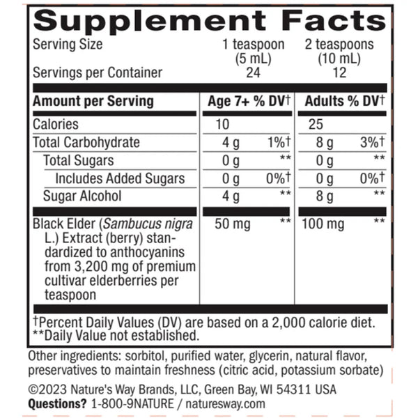 Sambucus Sugar Free Syrup Natures way