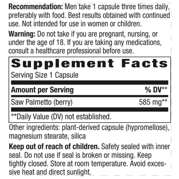 Saw Palmetto Berries 585 mg Natures way