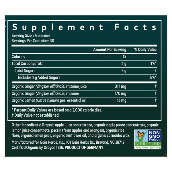 Nausea Gummies (COG)
Gaia Herbs