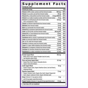 Ingredients of Every Man's One Daily 40+ dietary supplement - vitamin B12, selenium, folate