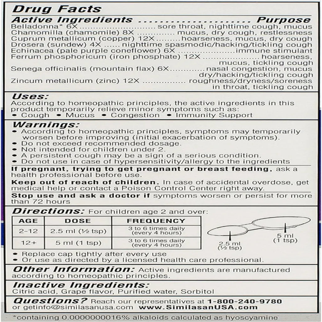 Nighttime Kids Cough & Cold Relief plus Echinacea Similasan USA
