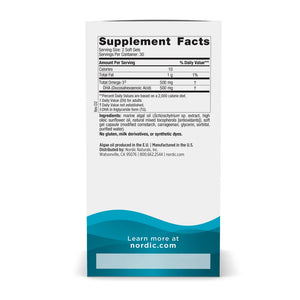 Ingredients of Algae DHA Dietary Supplement - omega-3s 500 mg, DHA 500mg