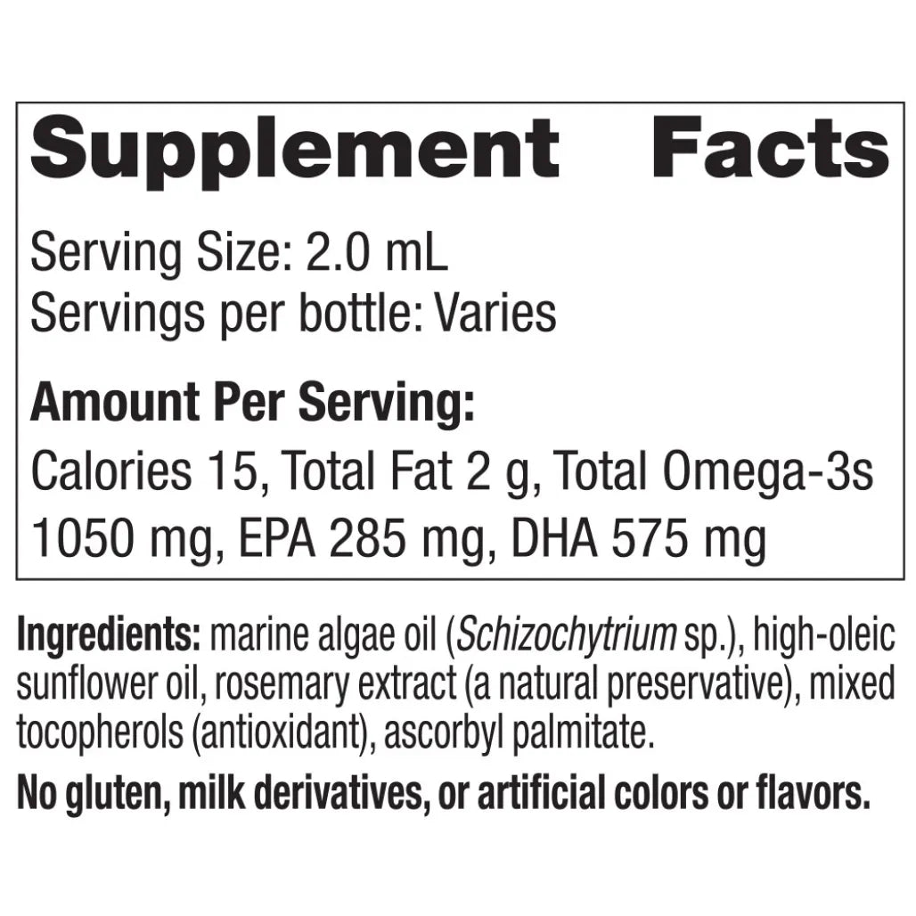 Ingredients Nordic Naturals Baby's DHA Vegetarian - Support Infant Brain