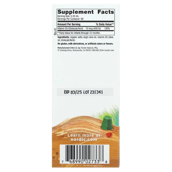 ingredients Baby's Vitamin D3 Liquid 10 mcg