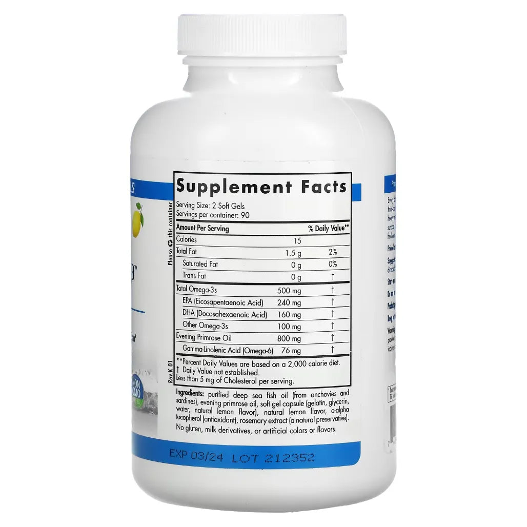 Ingredients of Balanced Omega Dietary Supplement - EPA 240mg, DHA 160mg