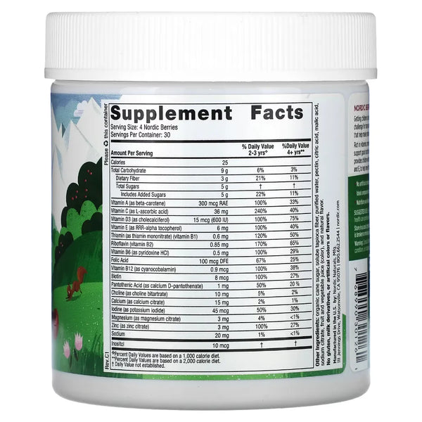 Ingredients of Nordic Berries Cherry Berry Dietary Supplement - Vitamin A, Vitamin C, Vitamin D3
