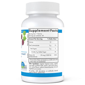 Ingredients of Vitamin D3 Gummies 1000 IU Dietary Supplement - 1000 I.U. of vitamin D3 Per Serving