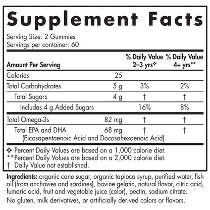 Ingredients of Nordic Omega-3 Gummies Dietary Supplement - Sodium10 mg, Omega-3s 82 mg