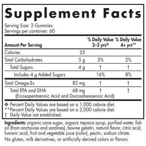 Ingredients of Nordic Omega-3 Gummies Dietary Supplement - Sodium10 mg, Omega-3s 82 mg