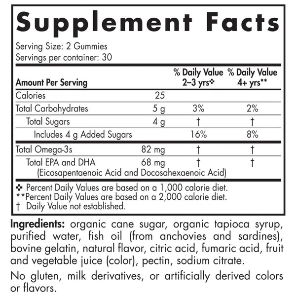 Ingredients of Nordic Omega-3 Gummies Dietary Supplement - Sodium10 mg, Omega-3s 82 mg