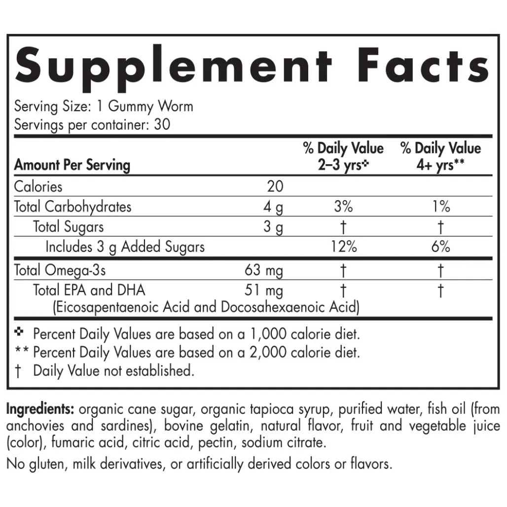 Ingredients Ingredients of Omega-3 Gummy Worms Dietary Supplement