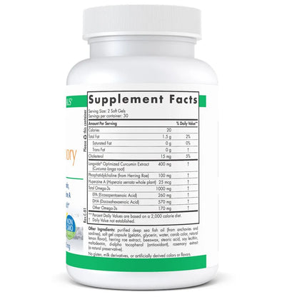 Ingredients of ProDHA Memory Dietary Supplement - Longvida Optimized Curcumin Extract