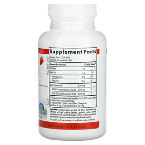Ingredients of ProDHA Strawberry 500 mg Dietary Supplement - Omega-3s 830 mg, EPA 205 mg, DHA 480mg