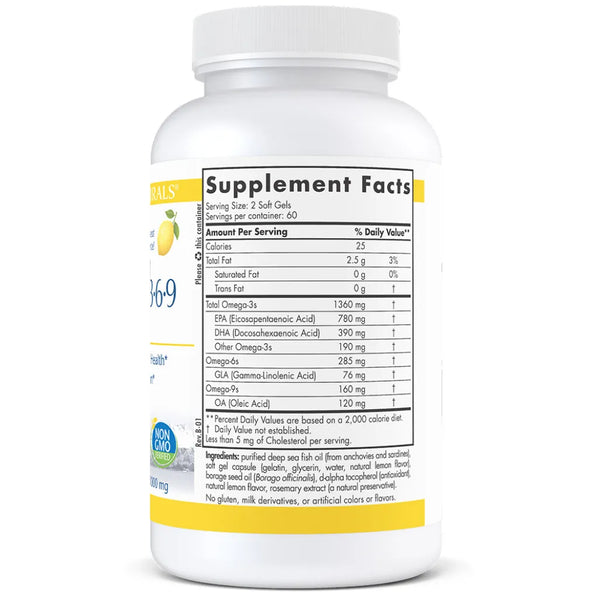 Ingredients of ProOmega 3.6.9 Dietary Supplement - Omega-3s 1360 mg, EPA 780 mg, DHA 390 mg