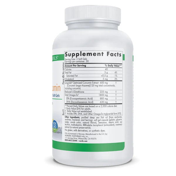 Ingredients of Nordic Naturals ProOmega Curcumin