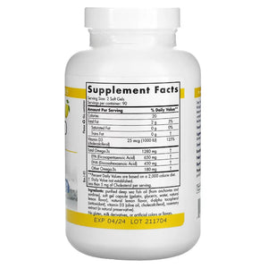 Ingredients of ProOmega D 1000 mg Dietary Supplement - Vitamin D3 25 mcg, EPA 650 mg, DHA 450 mg