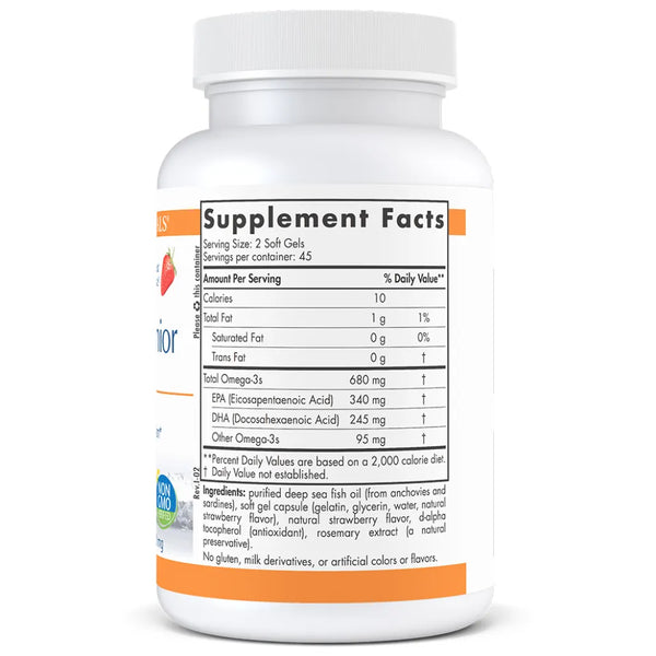 Ingredients of ProOmega Junior Dietary Supplement - Omega-3s 680 mg, EPA 340 mg, DHA 245 mg