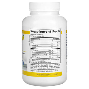 Ingredients of ProOmega Lemon Dietary Supplement - Omega-3s 1280 mg, EPA 650 mg, DHA 450 mg