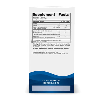 Ingredients of Vitamin A +Carotenoids Dietary Supplement - Vitamin A 900 mcg, Lycopene 4mg