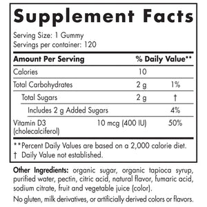Ingredients Nordic Naturals Vitamin D3 Gummies Kids - Supports Healthy Bones and Immunity