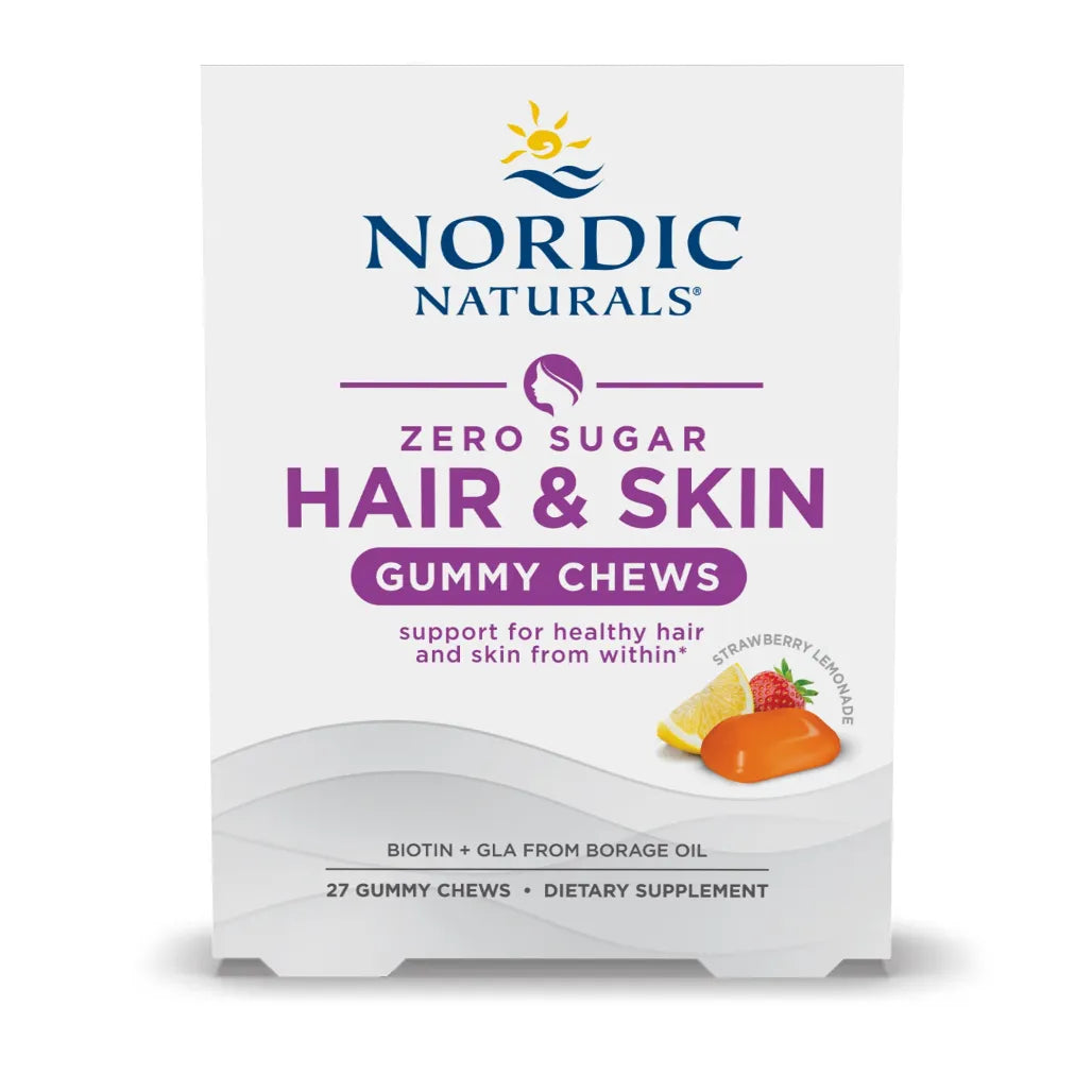 Nordic Naturals Zero Sugar Hair & Skin Gummy Chews - Support Healthy Skin and Hair Growth