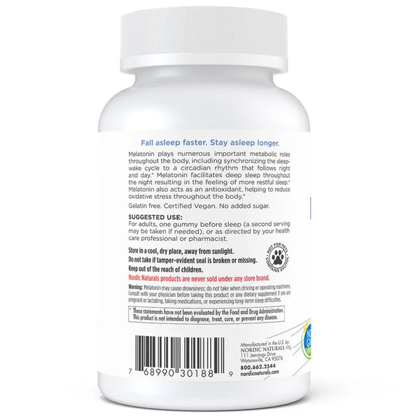 About Nordic Naturals Zero Sugar Melatonin Gummies - Flexible Dosing Options to Prevent Morning Drowsiness.