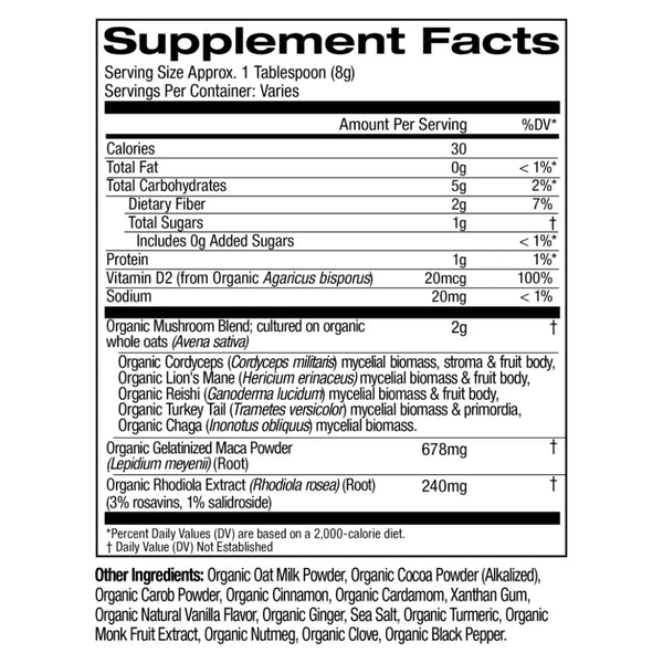 Mushroom Morning Energy Blend Powder Om Mushrooms