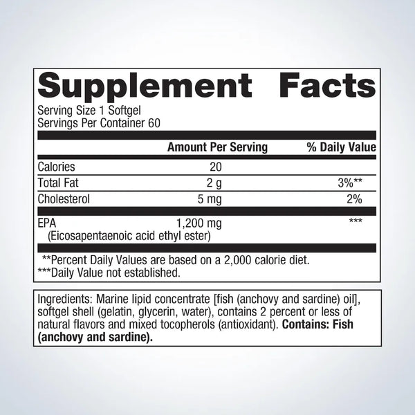 Metagenics OmegaGenics EPA supplement facts