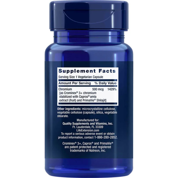 Optimized Chromium with Crominex 3+ 500mcg by Life Extension