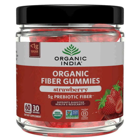 Organic Fiber Gummies Strawberry 60ct Organic India