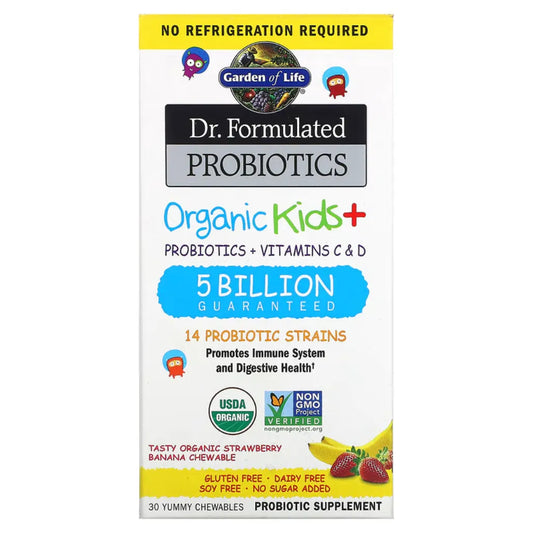 Organic Kids Probiotics Strawberry Banana 30chews Garden of life