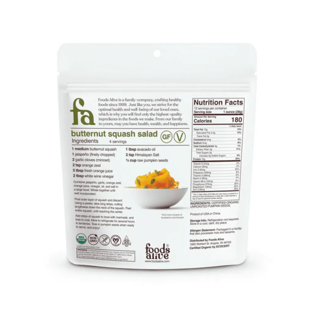 Organic Pumpkin Seeds by Foods Alive at Nutriessen 8