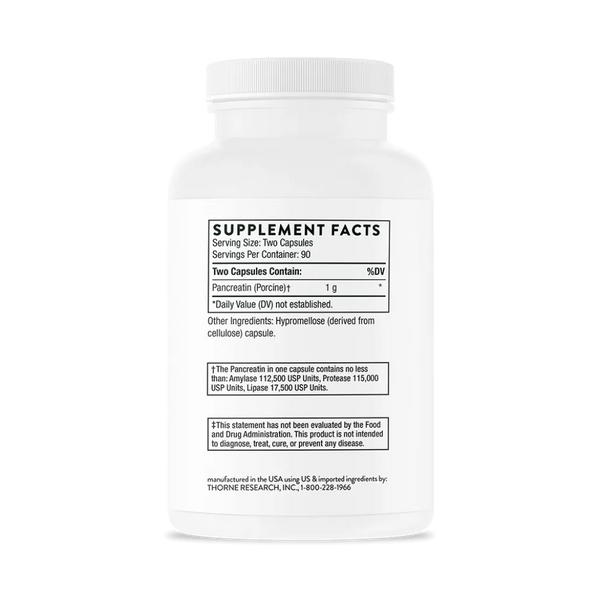 Thorne Pancreatic Enzymes 180 caps supplement facts