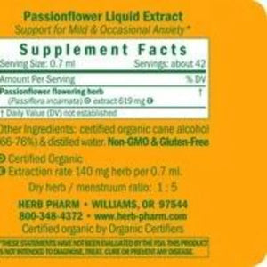 Passionflower Organic Herb Pharm Ingredients