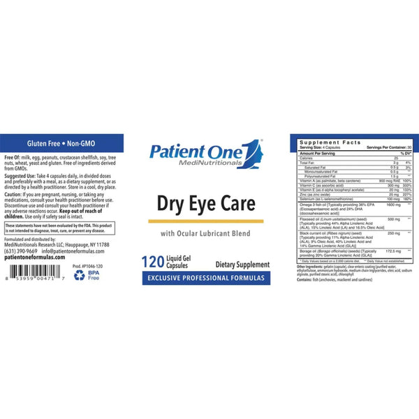 Patient One Dry Eye Care - Supports Tear Function and Eye Health
