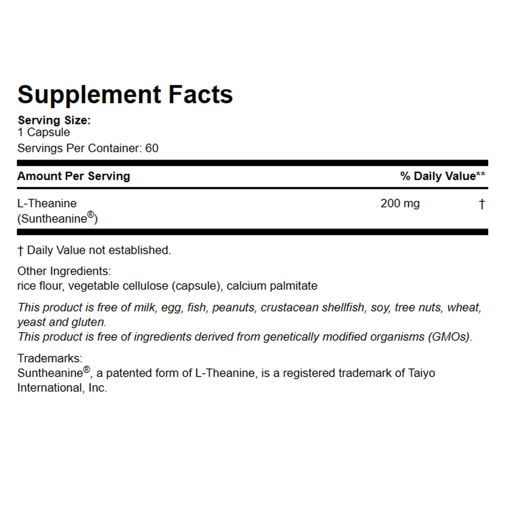 Theanine as Suntheanine 200 mg patient one